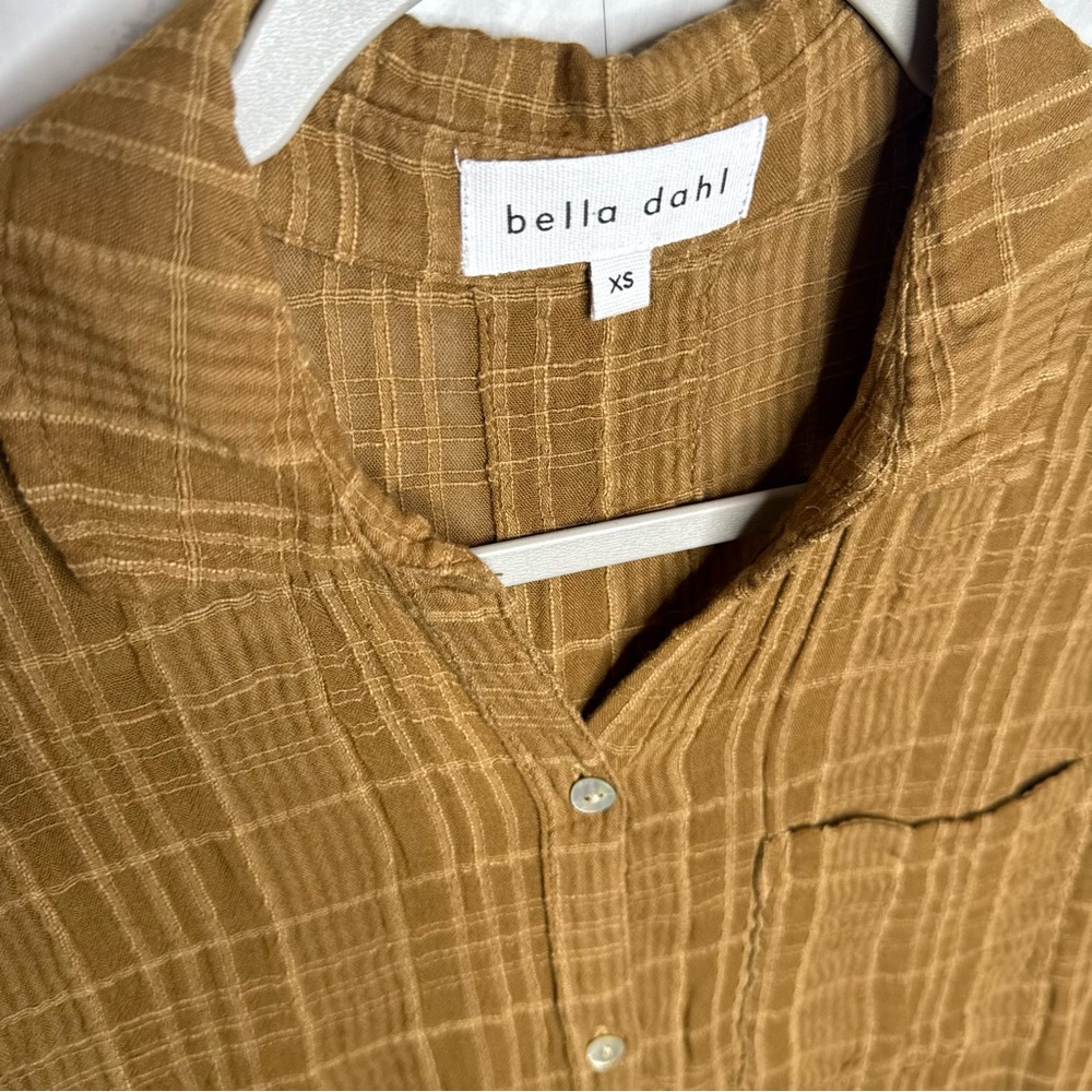 Bella Dahl Tan Plaid Button-Down Shirt XS - Picture 2 of 4